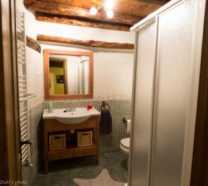 un bagno con lavandino e WC di La Casita de Leire a Tamajón Altre 29 foto