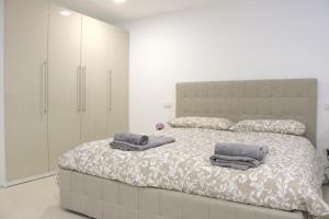 ein Schlafzimmer mit einem großen Bett mit zwei Kissen darauf in der Unterkunft Via Magolfa - Heart of Canals in Mailand