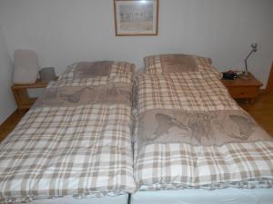 2 nebeneinander sitzende Betten in einem Schlafzimmer in der Unterkunft Vazerol in Lenzerheide