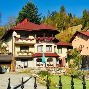 a large house with a garden in front of it at Apartamenty Krystyna in Wisła