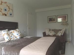 a bedroom with a large bed and a couch at Lovely Apartment, Vuorimiehenkatu 31 in Helsinki
