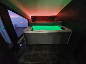 a hot tub in a room with a green pool at Monte Do Malhao - Art, Eco & Spa in Castro Marim