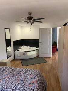 a bedroom with a bed and a bath tub at La Gitana in Santa Olalla de Toledo