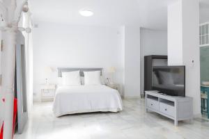 Posteľ alebo postele v izbe v ubytovaní Loft en primera linea del paseo marítimo