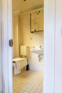 a bathroom with a toilet and a sink at Ferienwohnung Christine in Freest