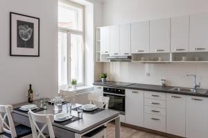 Kuchyň nebo kuchyňský kout v ubytování Penzion Apartmány Hradební