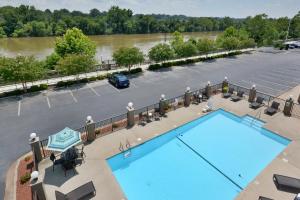 an overhead view of a pool at a hotel with a parking lot at Holiday Inn Express Danville, an IHG Hotel in Danville
