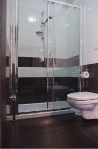 een badkamer met een douche en een toilet bij B&B Al Centro Storico in Barletta