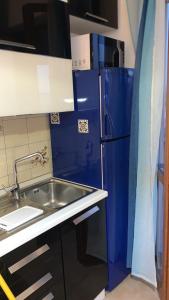 kuchnia ze zlewem i niebieską lodówką w obiekcie vicinissima ospedale Cisanello Casa Francesca w Pizie +4 zdjęcia