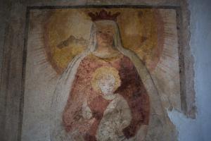 a painting of an angel on a wall at Villa Arcadio Hotel & Resort in Salò