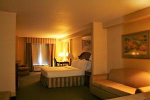 En eller flere senger på et rom på Holiday Inn Express Hotel & Suites Drums-Hazelton, an IHG Hotel