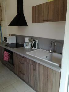 a kitchen with a sink and a counter top at La Chabottine Vercors in Saint-Just-de-Claix