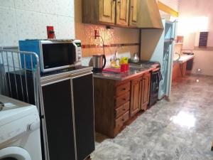 a kitchen with a microwave and a counter top at Style Malargue a 100 mtrs del centro,ubicadisimo in Malargüe