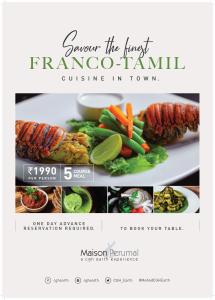 a page of a food website with a plate of food at Maison Perumal Pondicherry - A CGH Earth Experience in Pondicherry