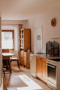 A kitchen or kitchenette at Ferienwohnung im Mühlviertler Panorama Vierseithof Még 37 kép
