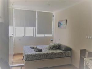 ラスパルマス・デ・グランカナリアにあるMini Flatの小さなベッドルーム(窓付きのベッド付)