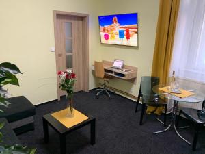 Televízia a/alebo spoločenská miestnosť v ubytovaní Apartmán Alesta Bruntál