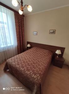 1 dormitorio con cama y ventana en Derzhavniy Hotel, en Moscú