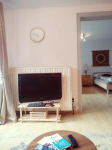 ドルンビルンにあるDimai House No 16 Dornbirn Zentrumの大型薄型テレビのあるリビングルーム