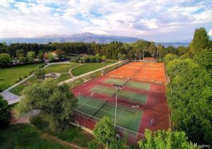 an overhead view of a tennis court with two tennis at V Luxury Apartment 1 in Ioannina