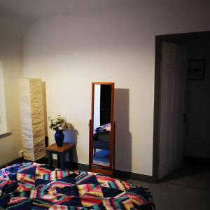 RocesterにあるNorthfield Houseのベッドルーム1室(ベッド1台、鏡、ドア付) +1枚の写真