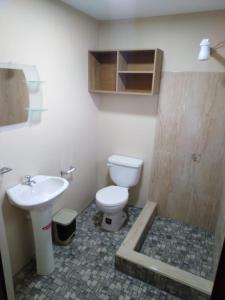 洛哈的住宿－HOSPEDAJE CARIGAN，一间带卫生间和水槽的浴室