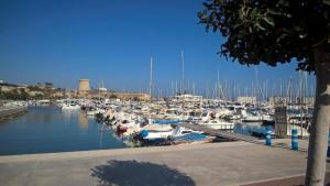 Une bande de bateaux amarrés dans un port dans l'établissement Sant Pere 139 Apartments, à El Campello
