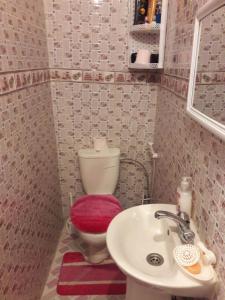 a small bathroom with a toilet and a sink at appartement traditionnel et contemporain, au coeur du kasbah in Tangier