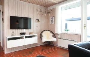 sala de estar con silla y TV de pantalla plana en 2 Bedroom Beautiful Home In Pandrup, en Rødhus