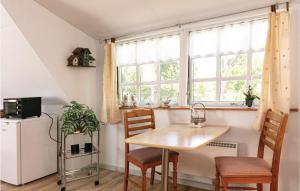 cocina con mesa, sillas y ventana en Awesome Apartment In Nex With Kitchen, en Neksø