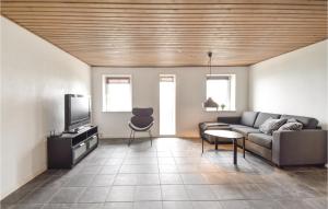 a living room with a couch and a tv at Three-Bedroom Holiday Home In Haarby in Hårby