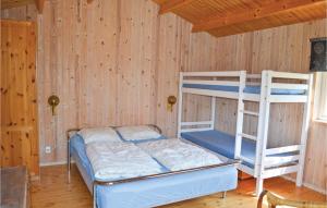 Bøtø Byにある3 Bedroom Awesome Home In Vggerlseの木製の壁のベッドルーム1室(二段ベッド2組付)