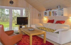 een woonkamer met een bank en een tv bij Amazing Home In Oksbl With Wifi in Oksbøl