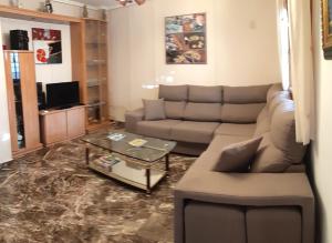 a living room with a couch and a table at ESPAGNE - ALICANTE - GUARDAMAR DEL SEGURA in Guardamar del Segura