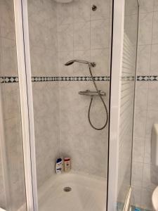 een badkamer met een douche en een bad bij Bed and Breakfast Amsterdam Holy Dove in Amsterdam