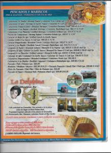 un folleto para un complejo con una foto de una playa en La Delphina Bed and Breakfast Bar and Grill, en La Ceiba