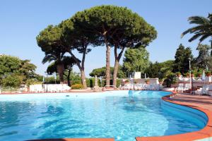 uma grande piscina com árvores ao fundo em Hotel Terme Park Imperial em Ischia