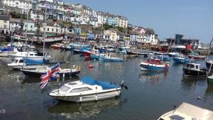 a bunch of boats are docked in a harbor at Sunspot Brixham in Brixham