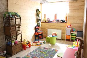 ザコパネにあるApartamenty Pod Niedźwiedziem Iの木製の壁の部屋とおもちゃの部屋
