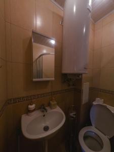 bagno con lavandino, servizi igienici e specchio di Дипломатик Хил a Varna
