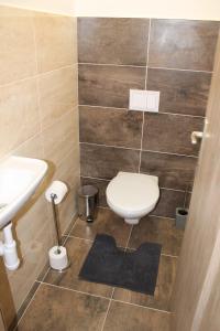 a bathroom with a toilet and a sink at Apartment ANNO in Dunajská Streda