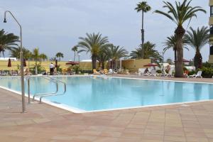 a swimming pool at a resort with palm trees at APTO Exelsior, Yumbo, Dunas y Playa in San Bartolomé de Tirajana