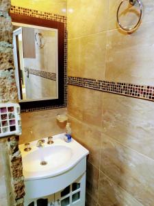 a bathroom with a sink and a mirror at Casa En Gregores in Gobernador Gregores