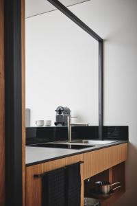 a kitchen with a sink and a counter at Quartier am Bauernstadl in Feldbach