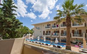 a view of the hotel from the pool at Kalyves Beach Hotel in Kalyves