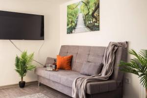 Televízia a/alebo spoločenská miestnosť v ubytovaní Csigaház Apartman