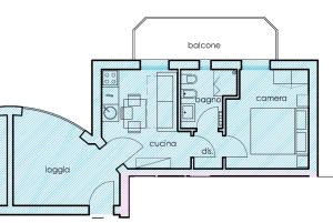 a drawing of a floor plan of a house at Wally Residence in Rimini