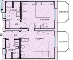 a drawing of a floor plan of a house at Wally Residence in Rimini