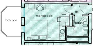 a floor plan of a small room with at Wally Residence in Rimini
