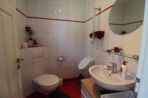 Koupelna v ubytování Ferienhaus Moorspatz, 95143